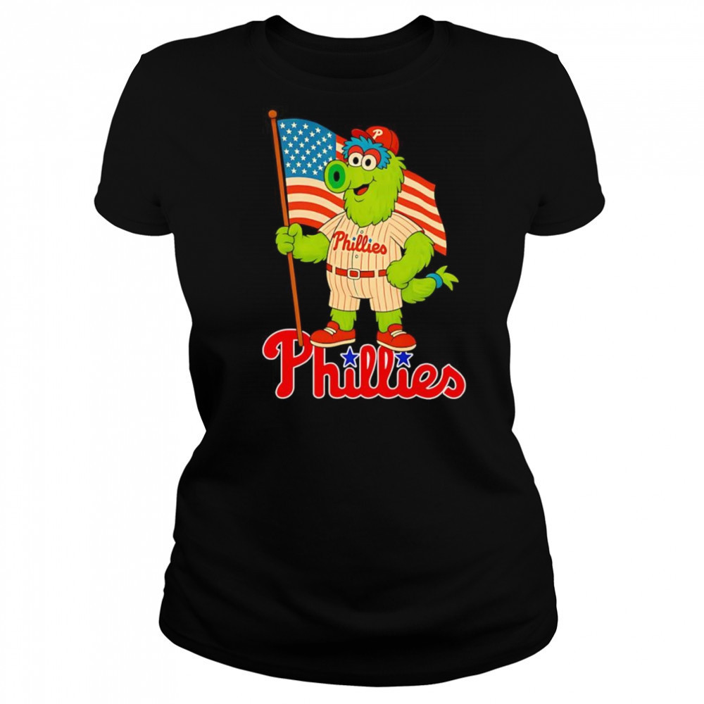 Philadelphia Phillies Phillie Phanatic mascot American flag shirt Women's T-shirt