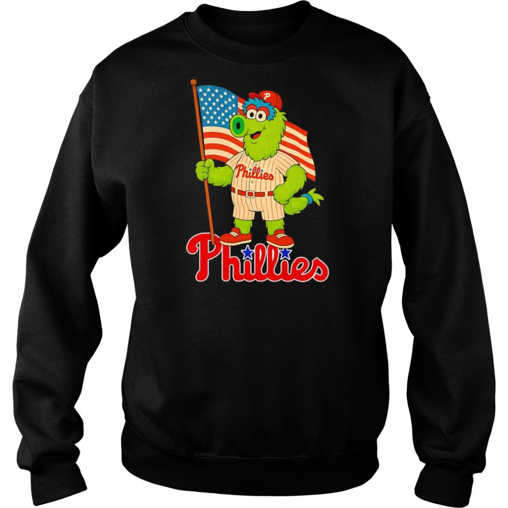 Philadelphia Phillies Phillie Phanatic mascot American flag shirt Hoodie
