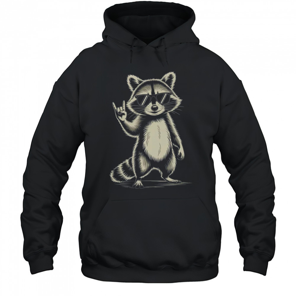 Retro Raccoon Rock Music For Men Women Funny Raccoon shirt Hoodie