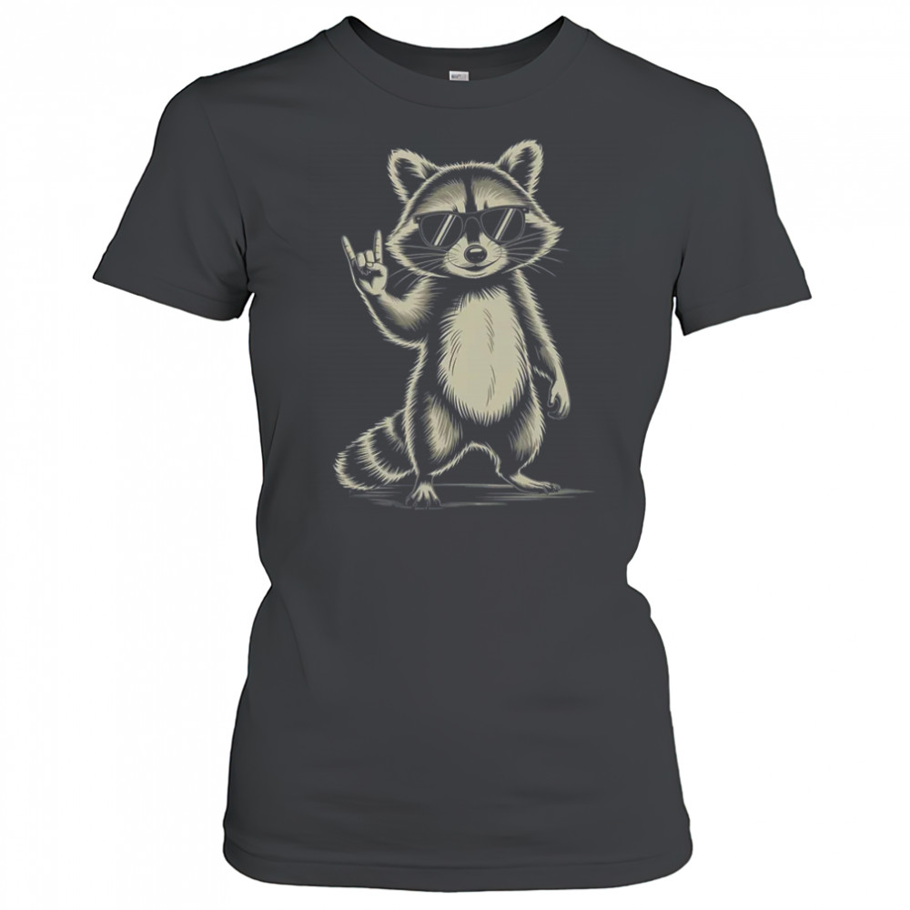 Retro Raccoon Rock Music For Men Women Funny Raccoon shirt Women's T-shirt