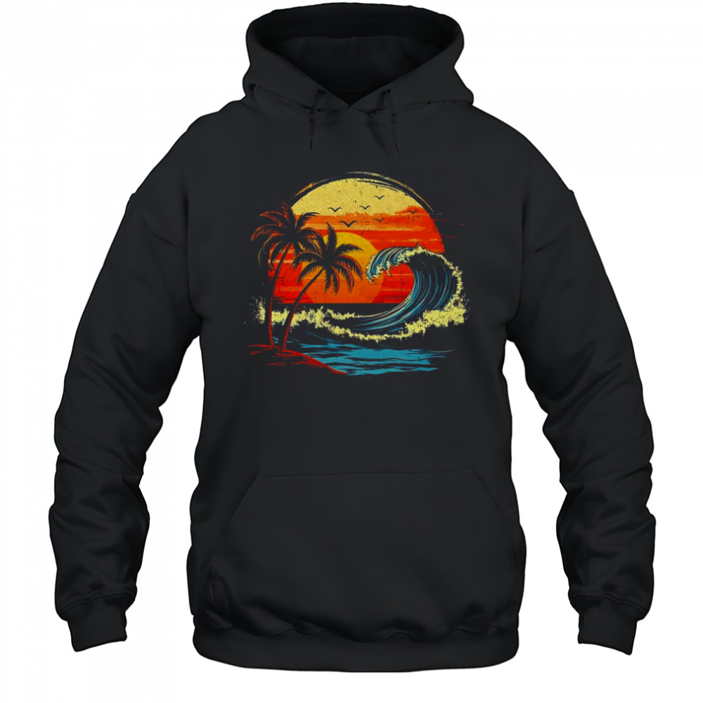 Retro Sunset Tropical Vintage Beach Palm Tree For Men Women shirt Hoodie