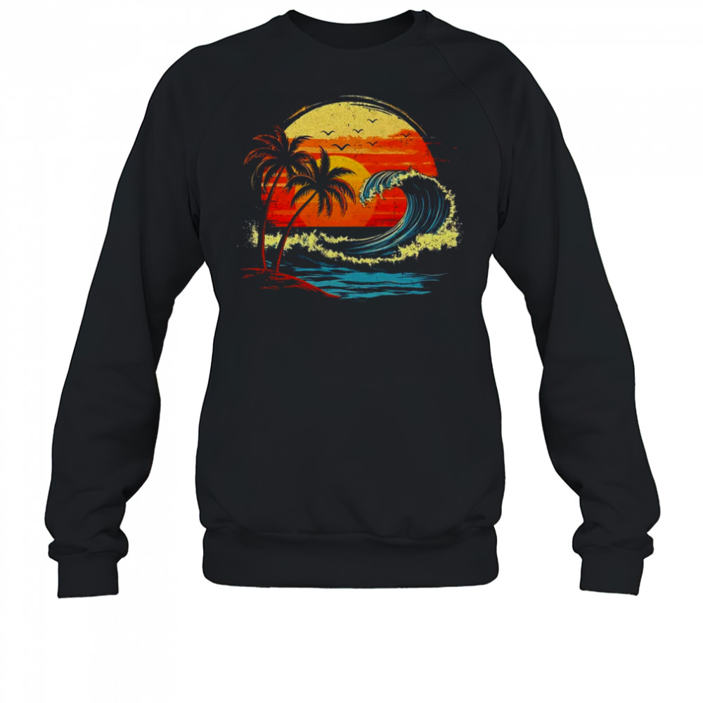 Retro Sunset Tropical Vintage Beach Palm Tree For Men Women shirt Sweatshirt