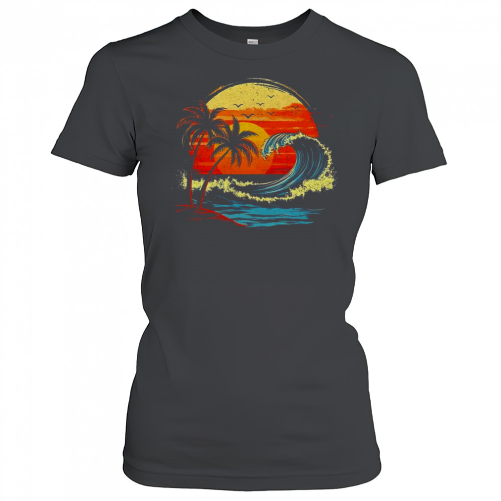 Retro Sunset Tropical Vintage Beach Palm Tree For Men Women shirt Women's T-shirt