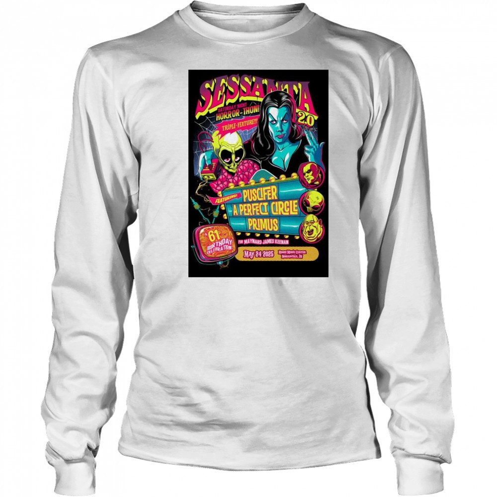 Sessanta V 2.0 Primus Puscifer & A Perfect Circle Ruoff Music Center Noblesville Indiana May 24 2025 t-shirt Long Sleeved