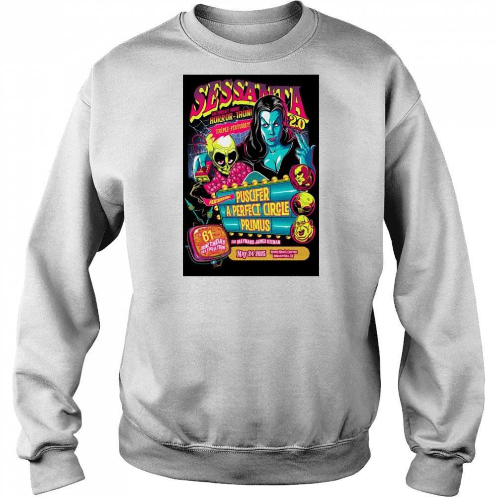 Sessanta V 2.0 Primus Puscifer & A Perfect Circle Ruoff Music Center Noblesville Indiana May 24 2025 t-shirt Hoodie