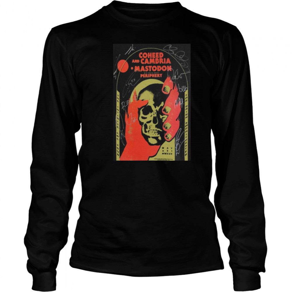 Signed Coheed And Cambria Mastodon Periphery Huntsville AL 2025 Skull Hand T shirts Long Sleeved