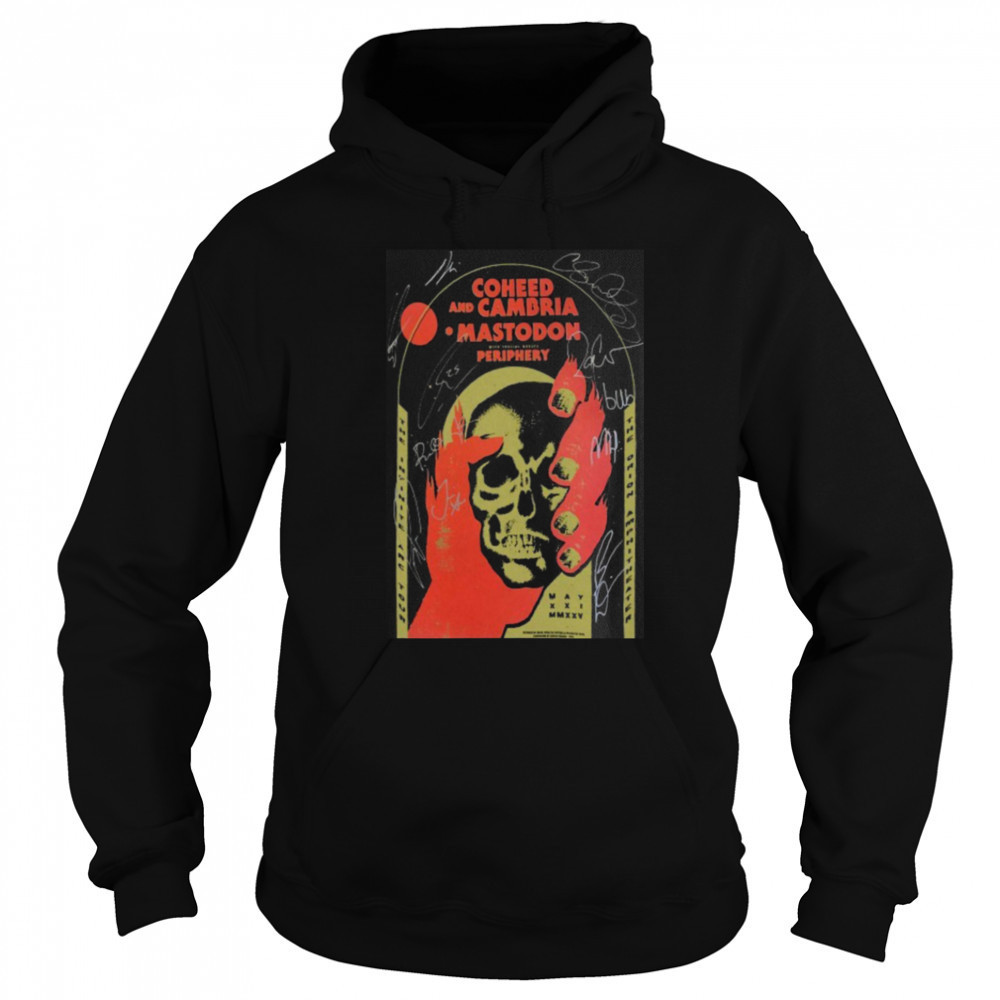 Signed Coheed And Cambria Mastodon Periphery Huntsville AL 2025 Skull Hand T shirts Sweatshirt