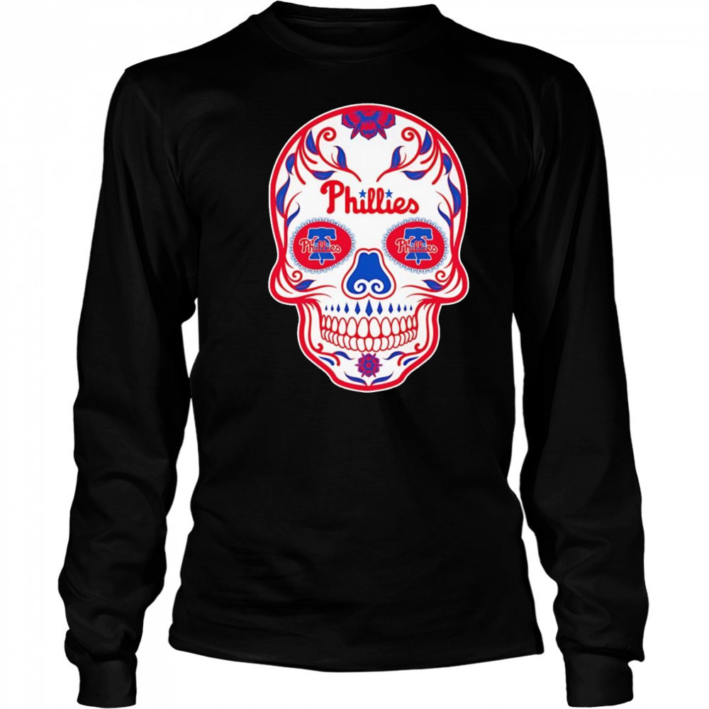 Sugar skull Philadelphia Phillies shirt Long Sleeved