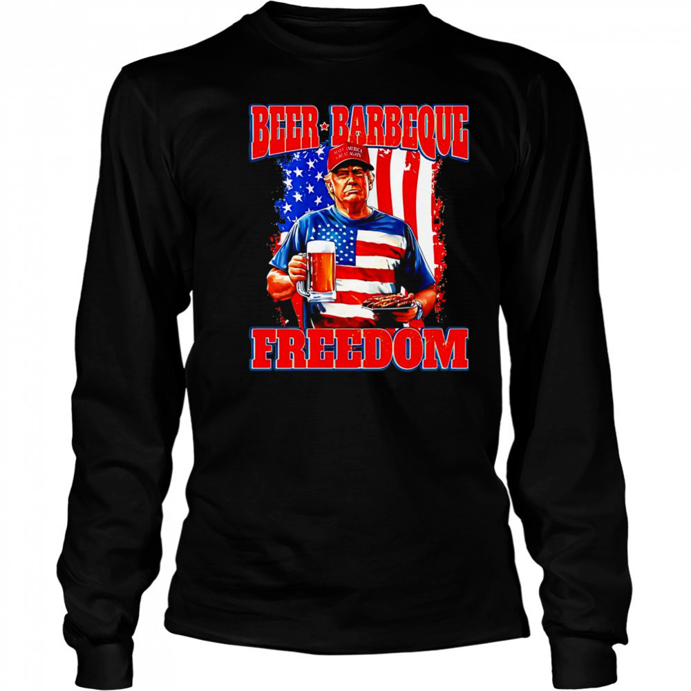 Trump 4th of July Beer Barbeque Freedom Long Sleeved