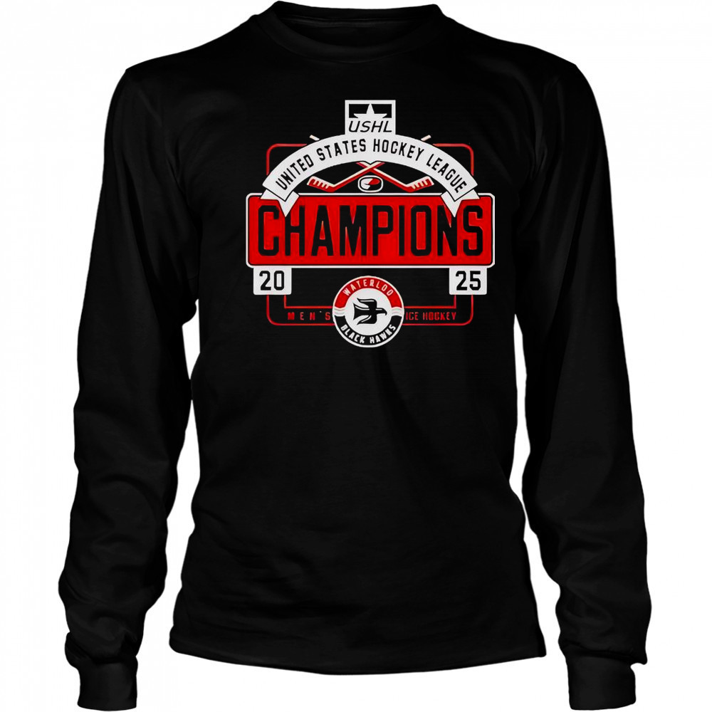 Waterloo Black Hawks USHL Champions Men’s Ice Hockey 2025 T-Shirt Long Sleeved