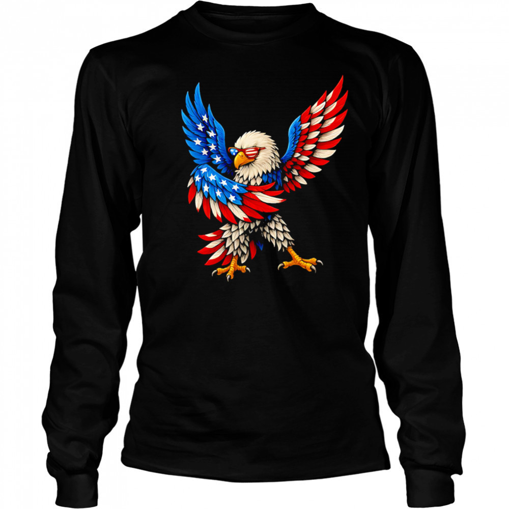 American Flag USA Dabbing Bald Eagle Patriotic 4th Of July shirt Long Sleeved