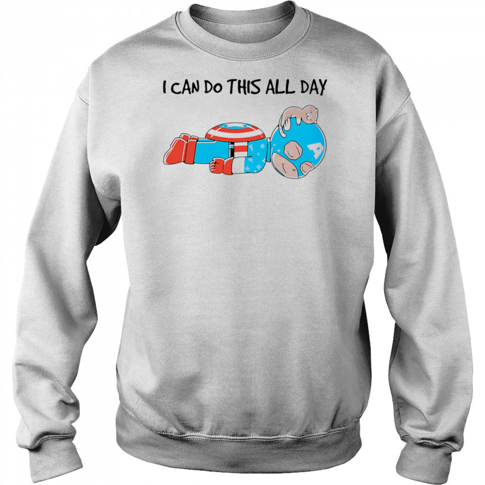 Captain America and cat I can do this all day shirt Hoodie