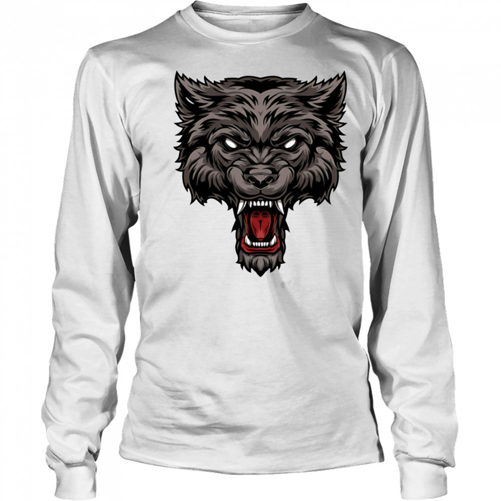 Ferocious Wolf Illustration Head shirt Long Sleeved