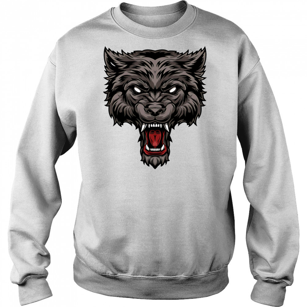 Ferocious Wolf Illustration Head shirt Hoodie