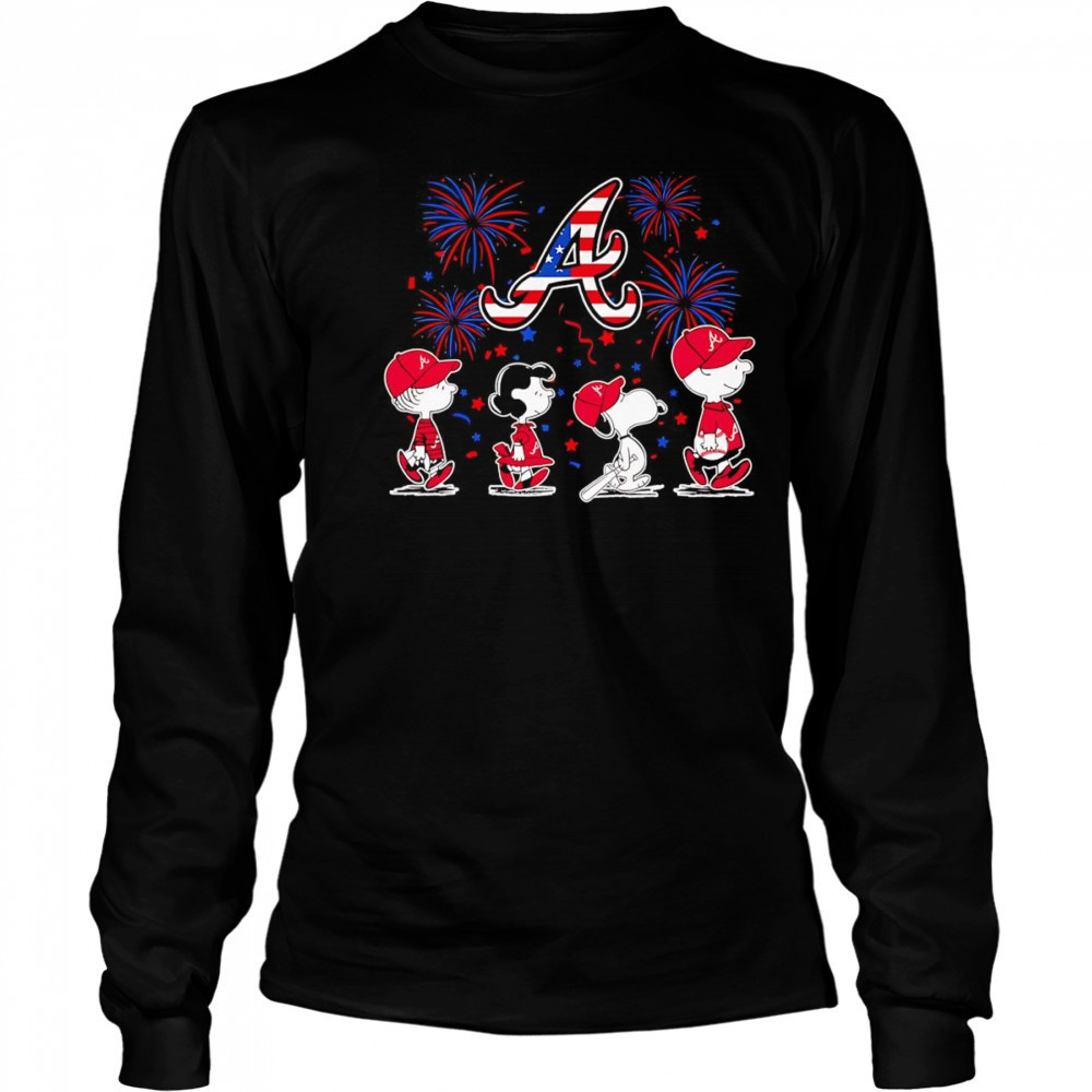 Fireworks Peanuts 4th of July Atlanta Braves shirt Long Sleeved
