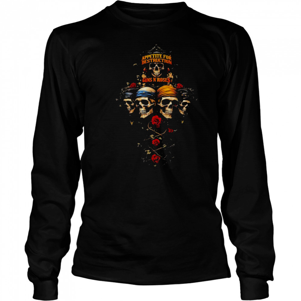 Guns N’ Roses Appetite For Destruction Skulls Cross T shirts Long Sleeved