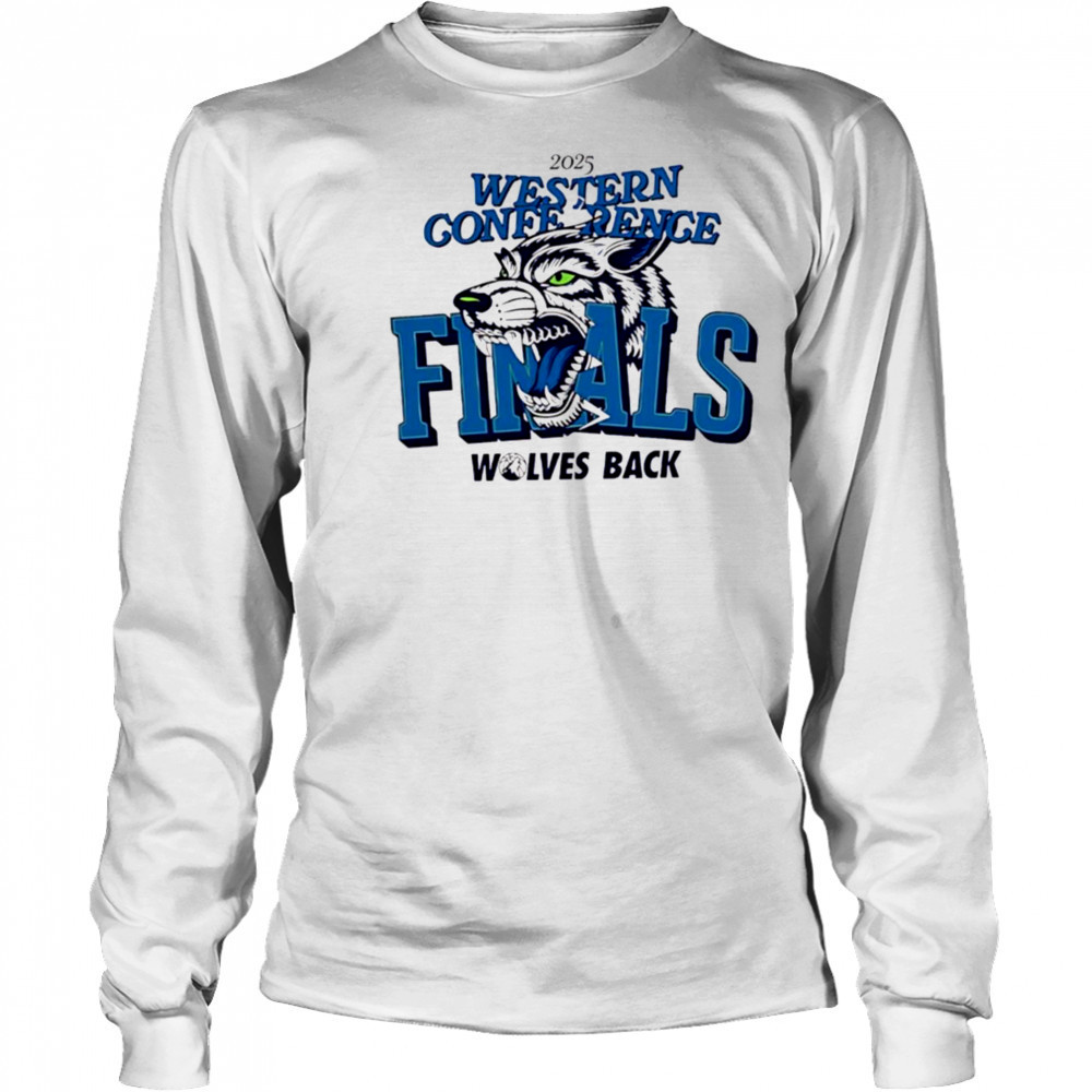 Minnesota Timberwolves 2025 Western Conference Finals Wolves back logo T shirt Long Sleeved