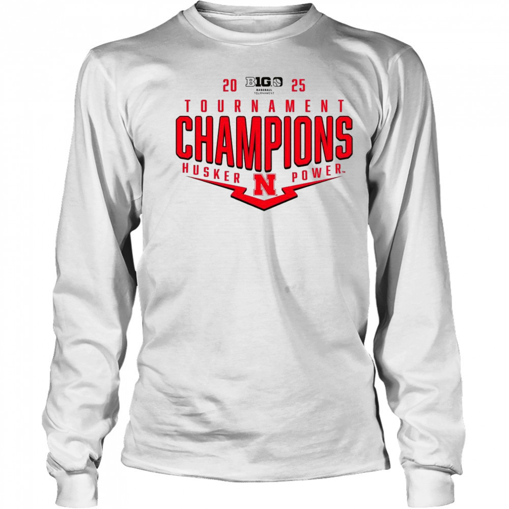 Nebraska Huskers NCAA Big Ten Baseball Conference 2025 Tournament Champions Playoff Pitch Power t-shirt Long Sleeved