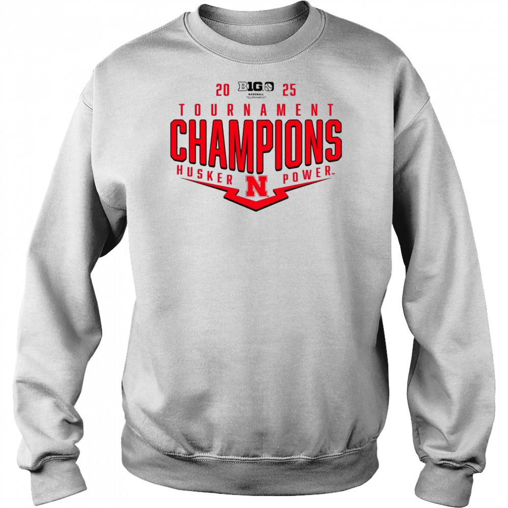 Nebraska Huskers NCAA Big Ten Baseball Conference 2025 Tournament Champions Playoff Pitch Power t-shirt Hoodie