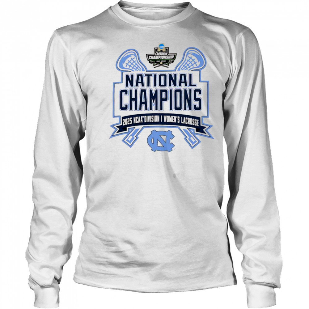 North Carolina Tar Heels National Champions 2025 NCAA DI women’s Lacrosse logo T shirt Long Sleeved