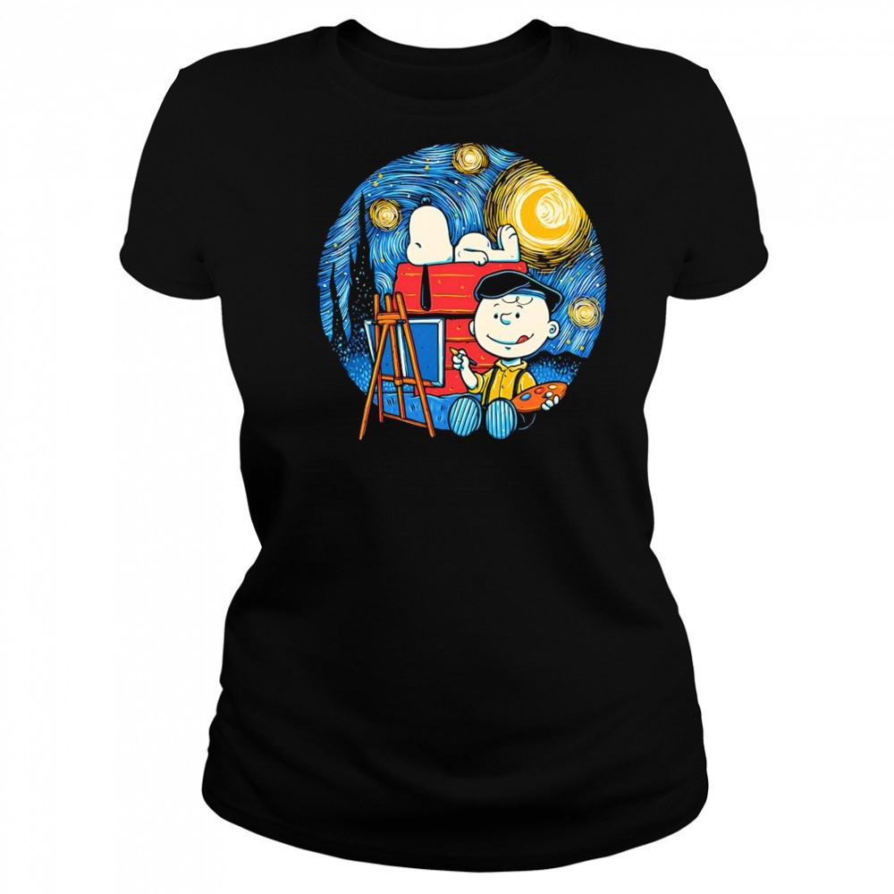 Painting the Night Charlie Brown as Vincent Van Gogh shirt Women's T-shirt