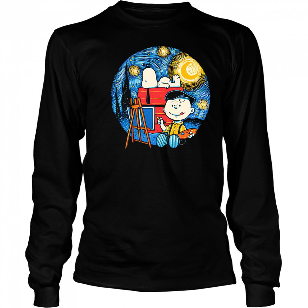 Painting the Night Charlie Brown as Vincent Van Gogh shirt Long Sleeved