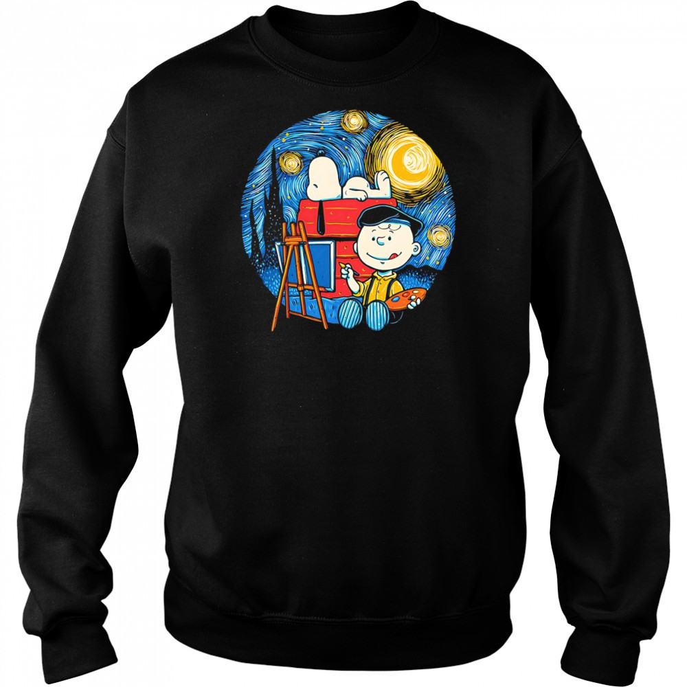 Painting the Night Charlie Brown as Vincent Van Gogh shirt Hoodie