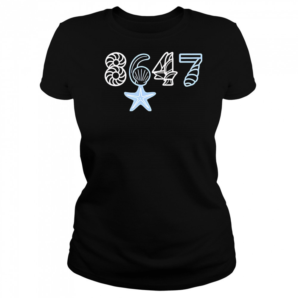 Retro 8647 Starfish Seashells Print shirt Women's T-shirt