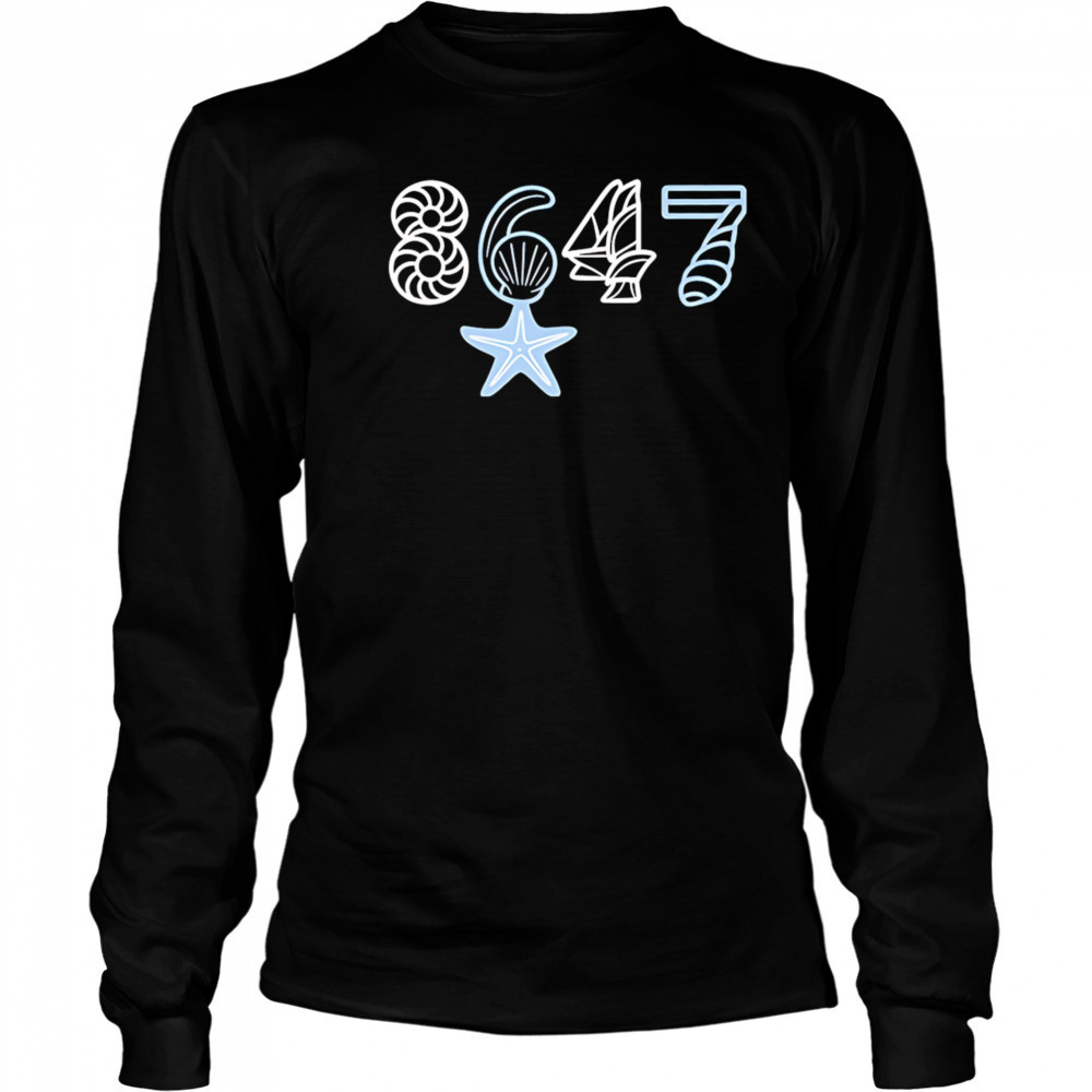 Retro 8647 Starfish Seashells Print shirt Long Sleeved