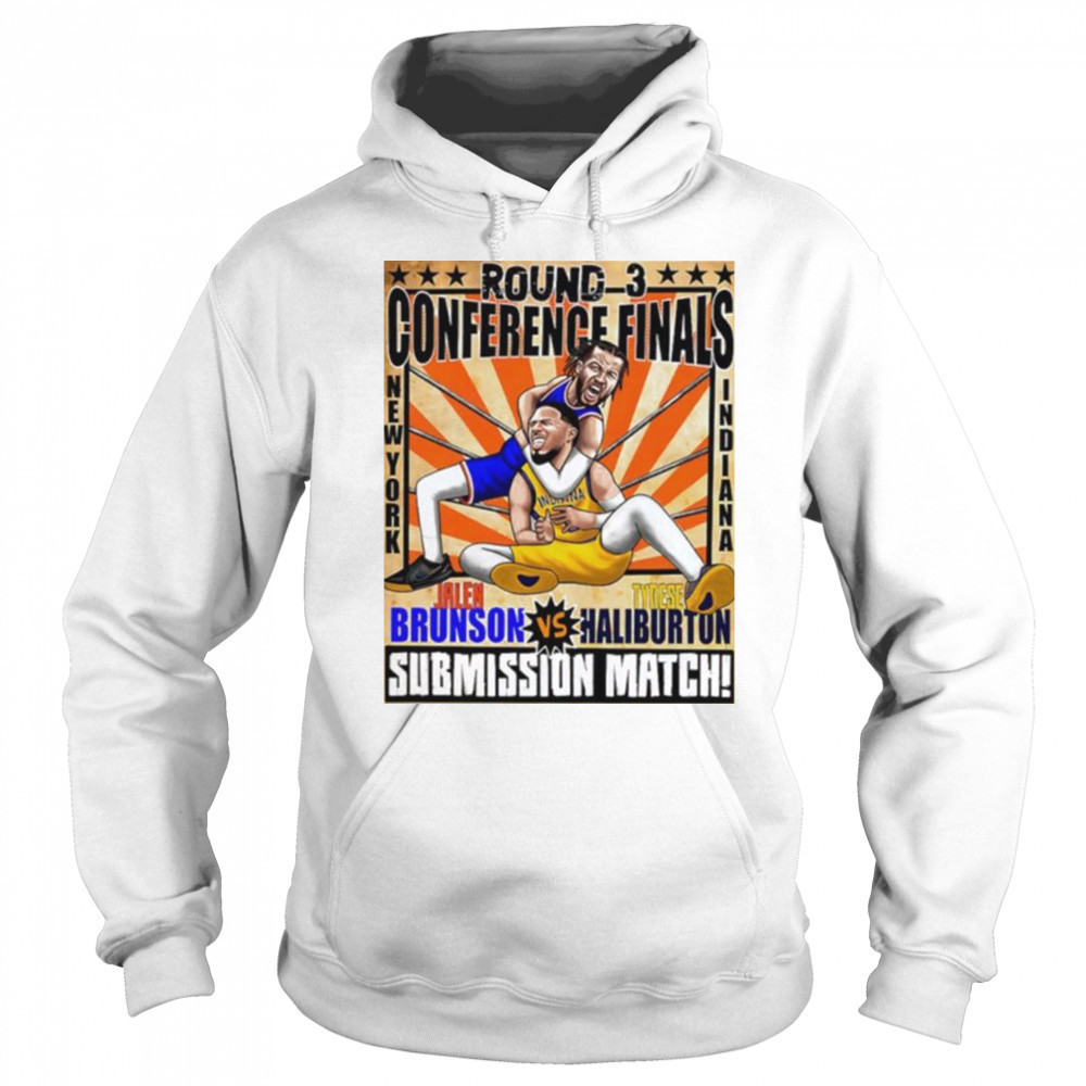 Round 3 Conference Finals Jalen Brunson vs Tyrese Haliburton submission match caricature shirt Sweatshirt
