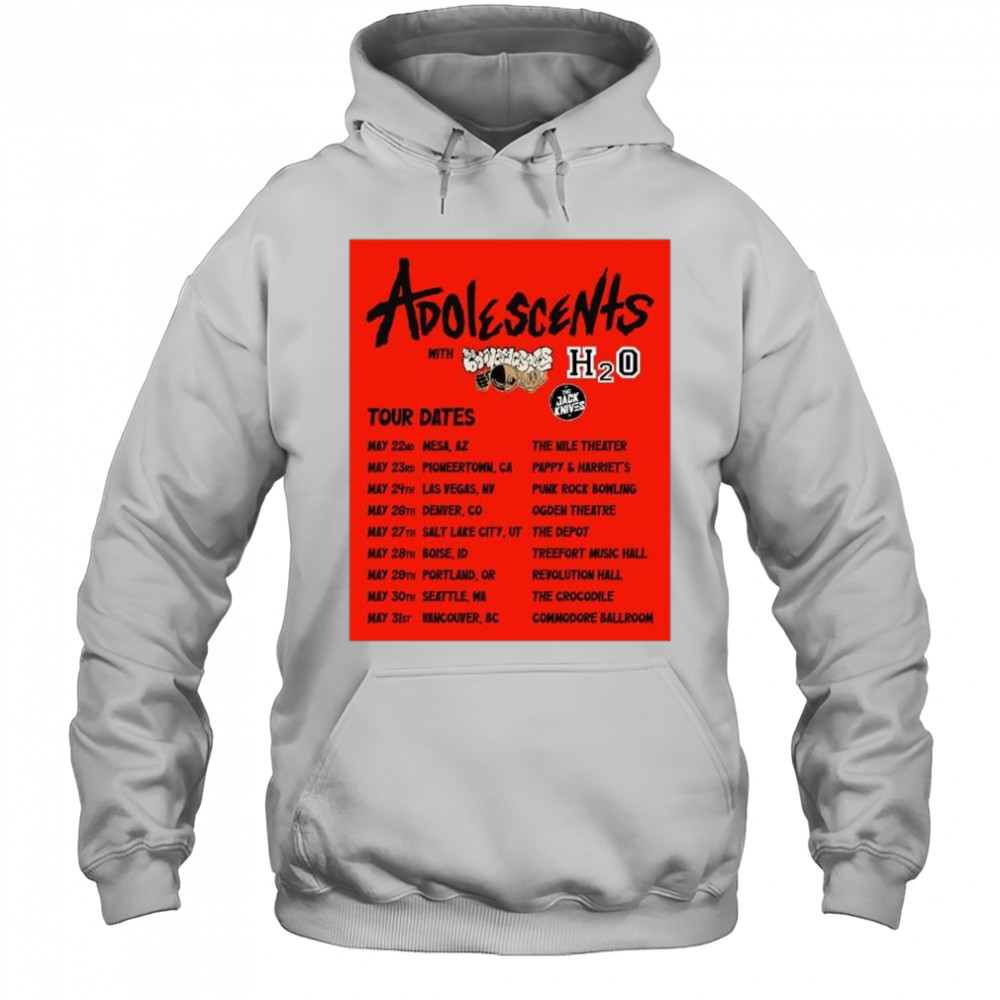 Adolescents with The Nile & Underground H2O The Jack Knives Tour Dates May 22-31 2025 t-shirt Hoodie