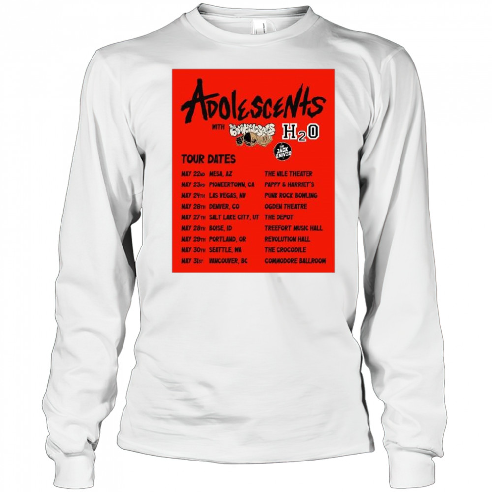 Adolescents with The Nile & Underground H2O The Jack Knives Tour Dates May 22-31 2025 t-shirt Long Sleeved