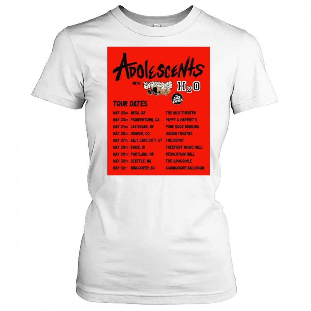 Adolescents with The Nile & Underground H2O The Jack Knives Tour Dates May 22-31 2025 t-shirt Women's T-shirt
