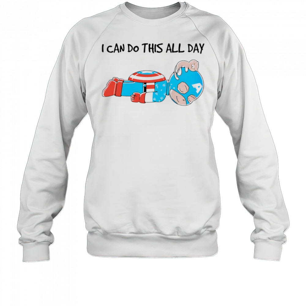 Captain America and cat I can do this all day shirt Sweatshirt