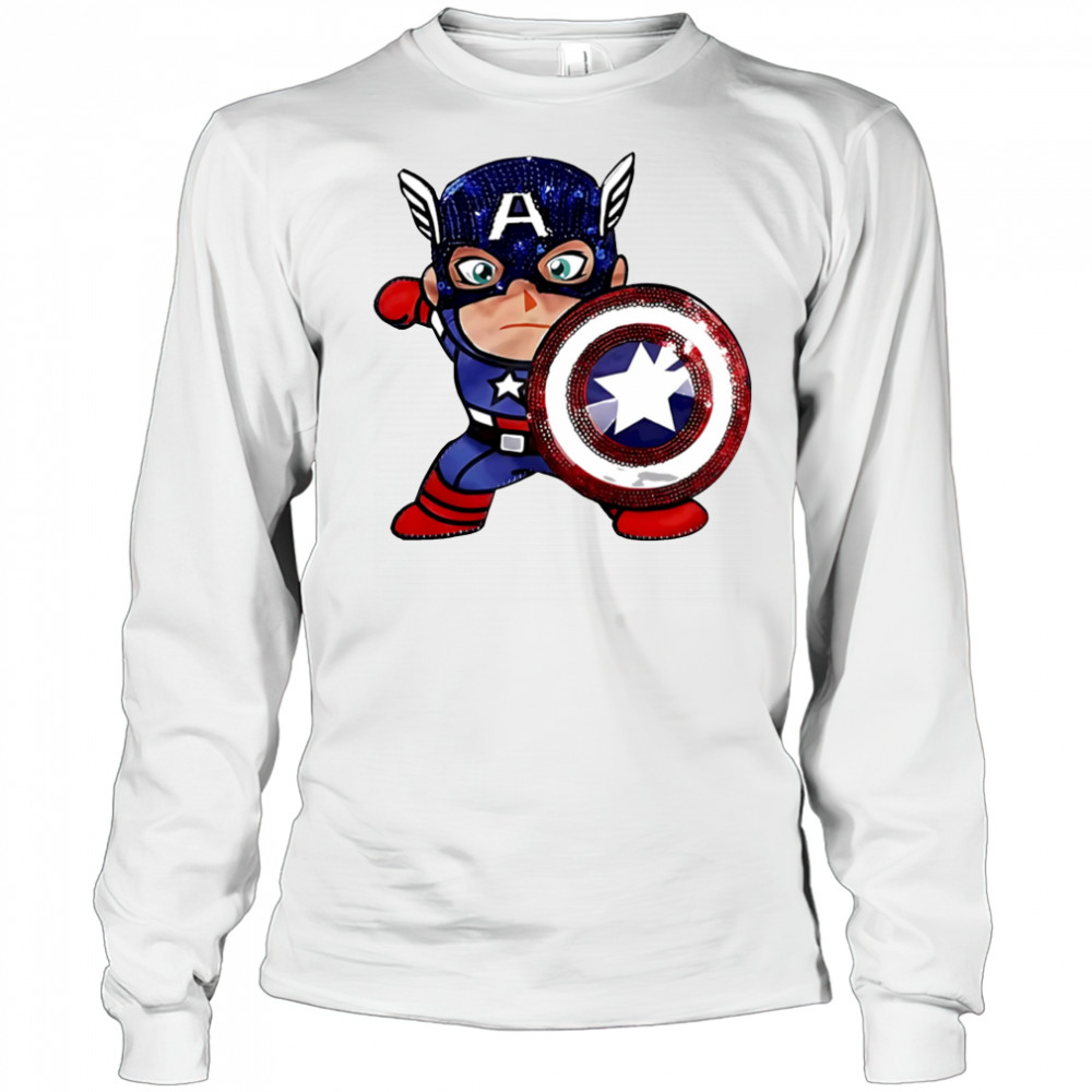 Captain America funny cartoon shirt Long Sleeved