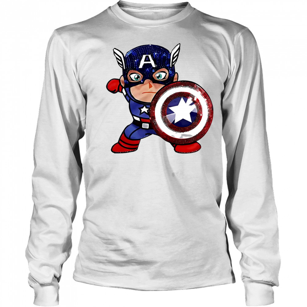 Captain America funny cartoon shirt Long Sleeved
