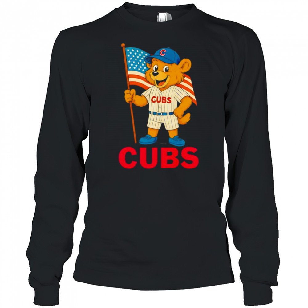 Chicago Cubs Clark mascot American flag shirt Long Sleeved