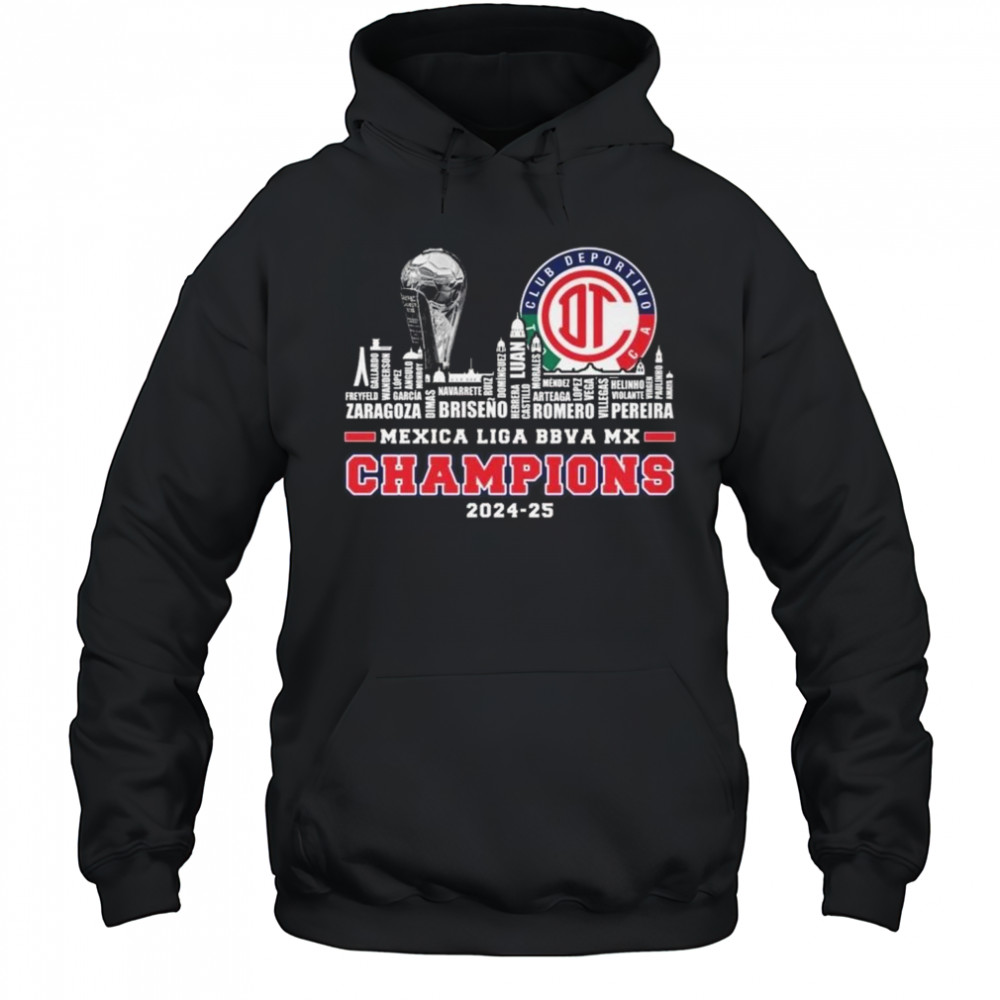 Deportivo Toluca F.C Mexica Liga Bbva Mx Champions 2024-25 SKyline Shirt Hoodie