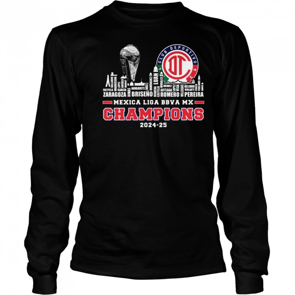 Deportivo Toluca F.C Mexica Liga Bbva Mx Champions 2024-25 SKyline Shirt Long Sleeved