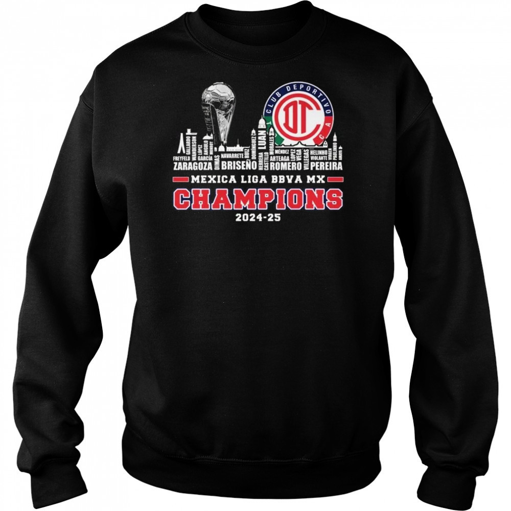 Deportivo Toluca F.C Mexica Liga Bbva Mx Champions 2024-25 SKyline Shirt Hoodie
