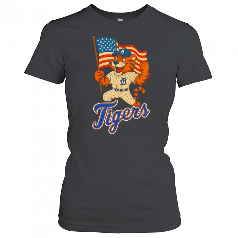 Detroit Tigers Paws mascot American flag shirt Women's T-shirt