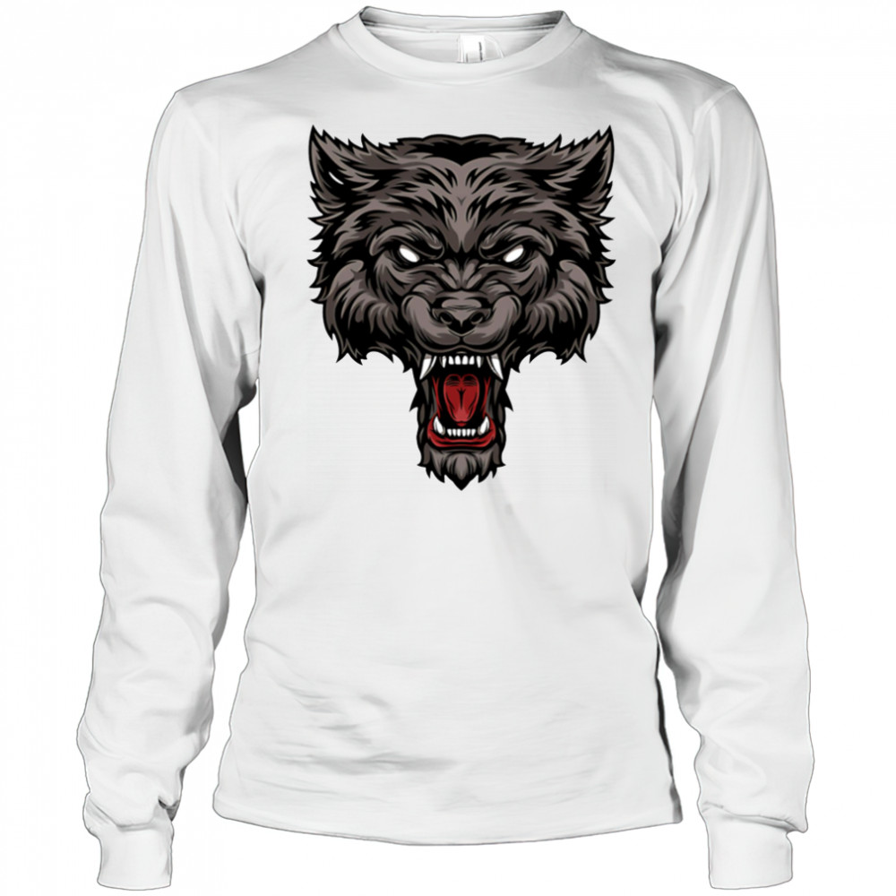 Ferocious Wolf Illustration Head shirt Long Sleeved