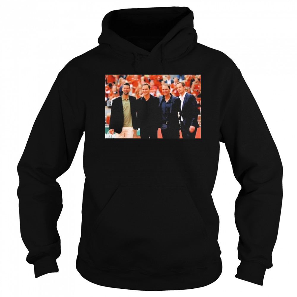 Four Tennis Legends Djokovic Federer Murray Nadal At Rafa Roland Garros Tribute Wall shirt Sweatshirt
