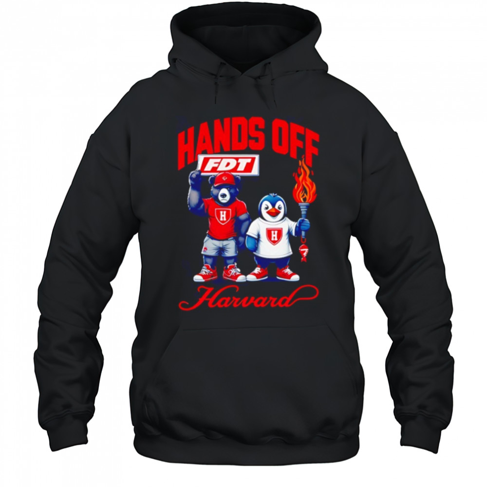 Hands Off Harvard Subtle FDT bear and penguin shirt Hoodie