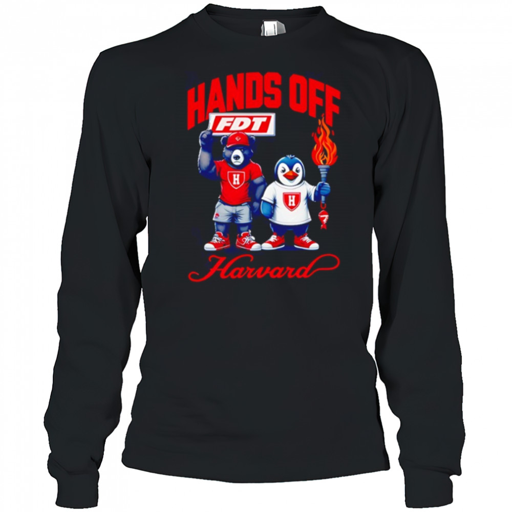 Hands Off Harvard Subtle FDT bear and penguin shirt Long Sleeved