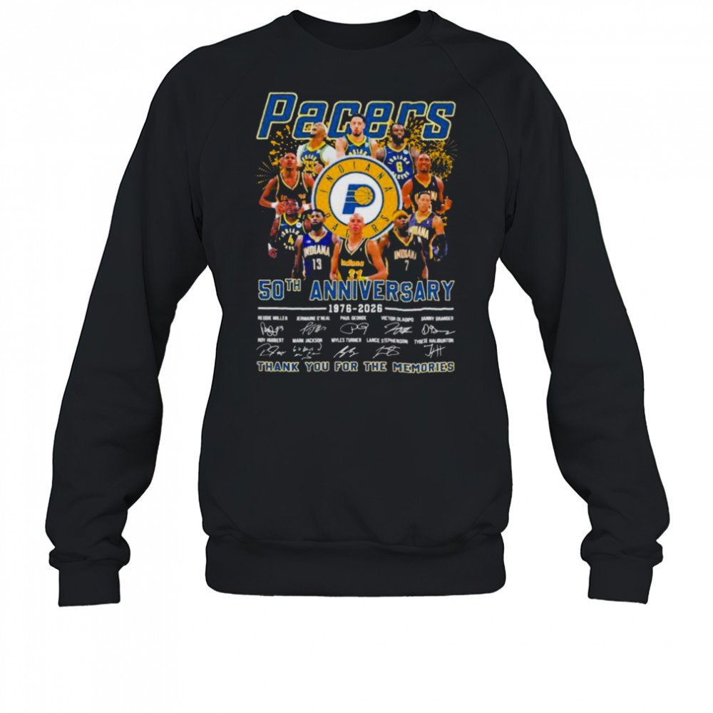 Indiana Pacers 50th Anniversary Thank You For The Memories Signatures T shirts Sweatshirt
