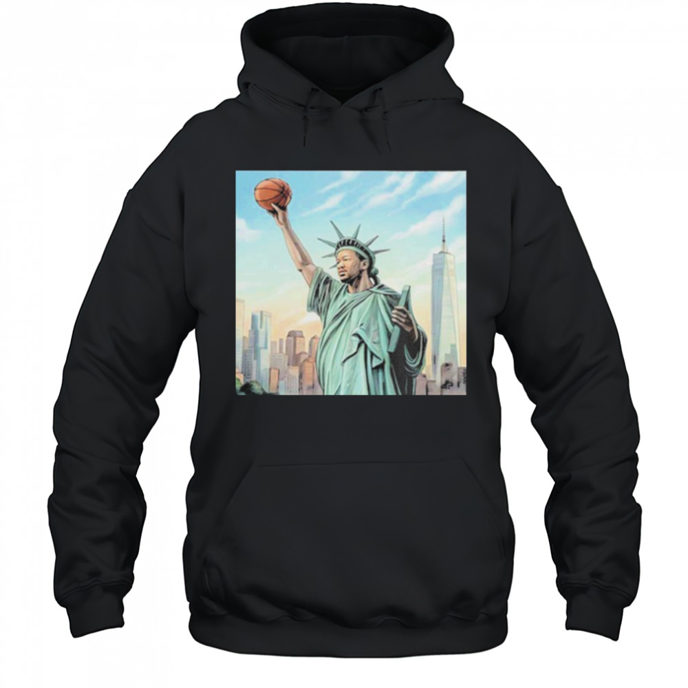 Jalen Brunson New York Knicks Statue Of Liberty Cover Nike Kobe 6 PE’s NBA 2025 T shirts Hoodie