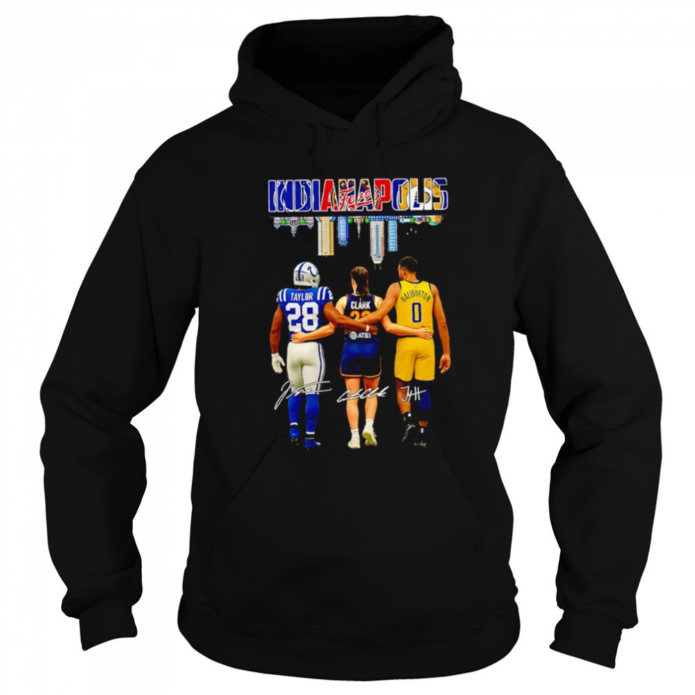 Jonathan Taylor x Colts Caitlin Clark x Tyrese Haliburton Indiana City Skyline signatures shirt Sweatshirt