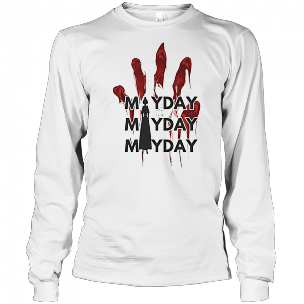 Mayday mayday mayday red handprint resist shirt Long Sleeved