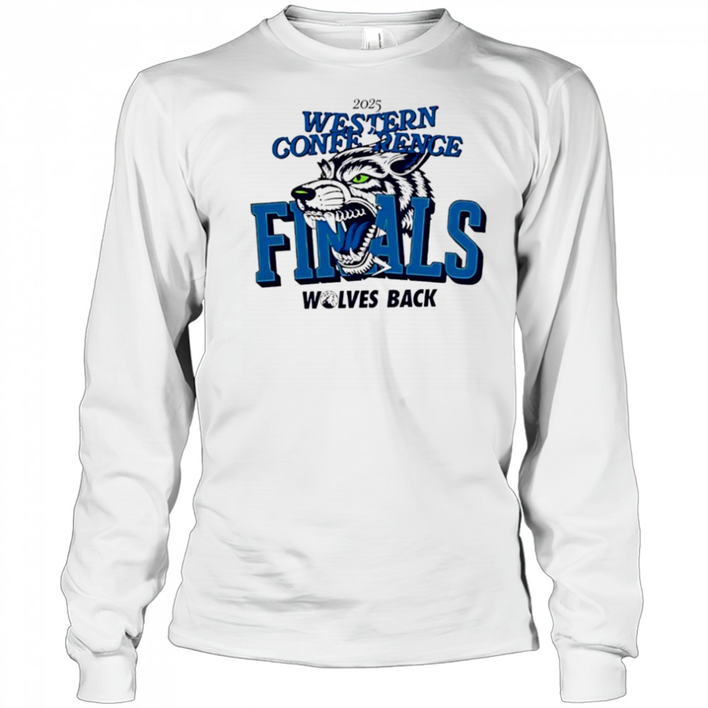 Minnesota Timberwolves 2025 Western Conference Finals Wolves back logo T shirt Long Sleeved